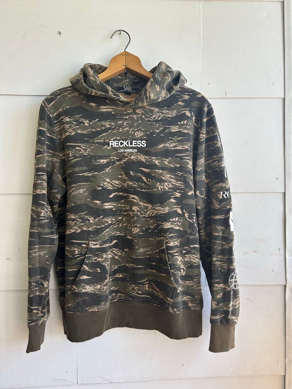 Y&R Young & Reckless W Sz Med Camo Camouflage Hoodie Army Military